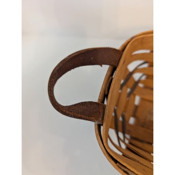 Longaberger Handwoven Basket With Leather Handles Brown Rectangle Rustic Decor U - Picture 3 of 9